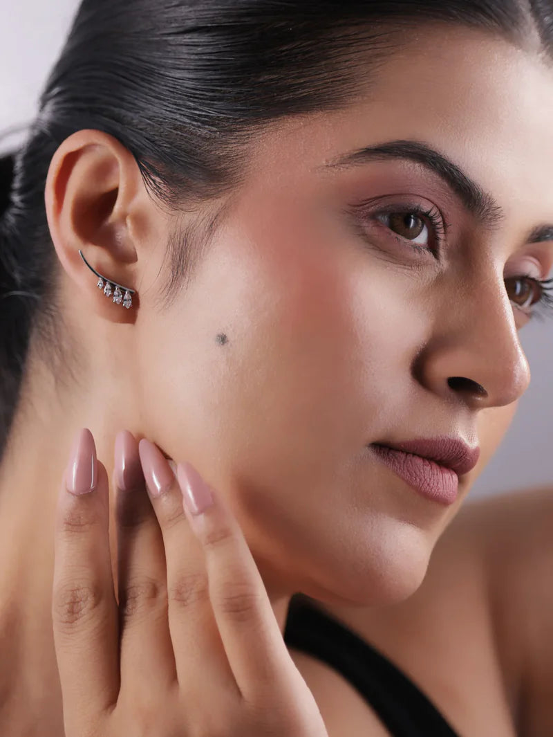 Pure 925 Silver Marquise Climber Earrings For Women