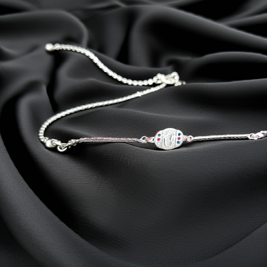 Pure Silver Divine Om Bracelet Rakhi for Brother – Sacred Thread of Protection for Raksha Bandhan 2025