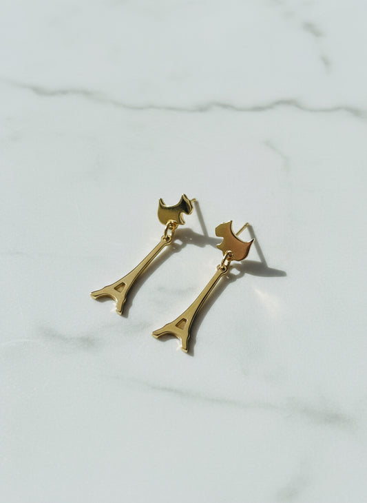 Parisian Pup Dangle Earrings - silvercarats