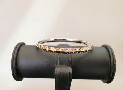 Elegant Dual-Tone Diamond-Cut Kada for Gents