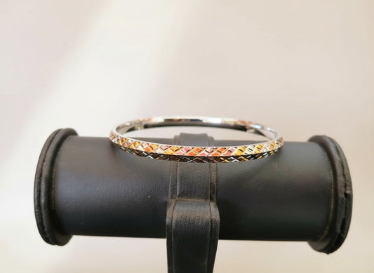 Elegant Dual-Tone Diamond-Cut Kada for Gents