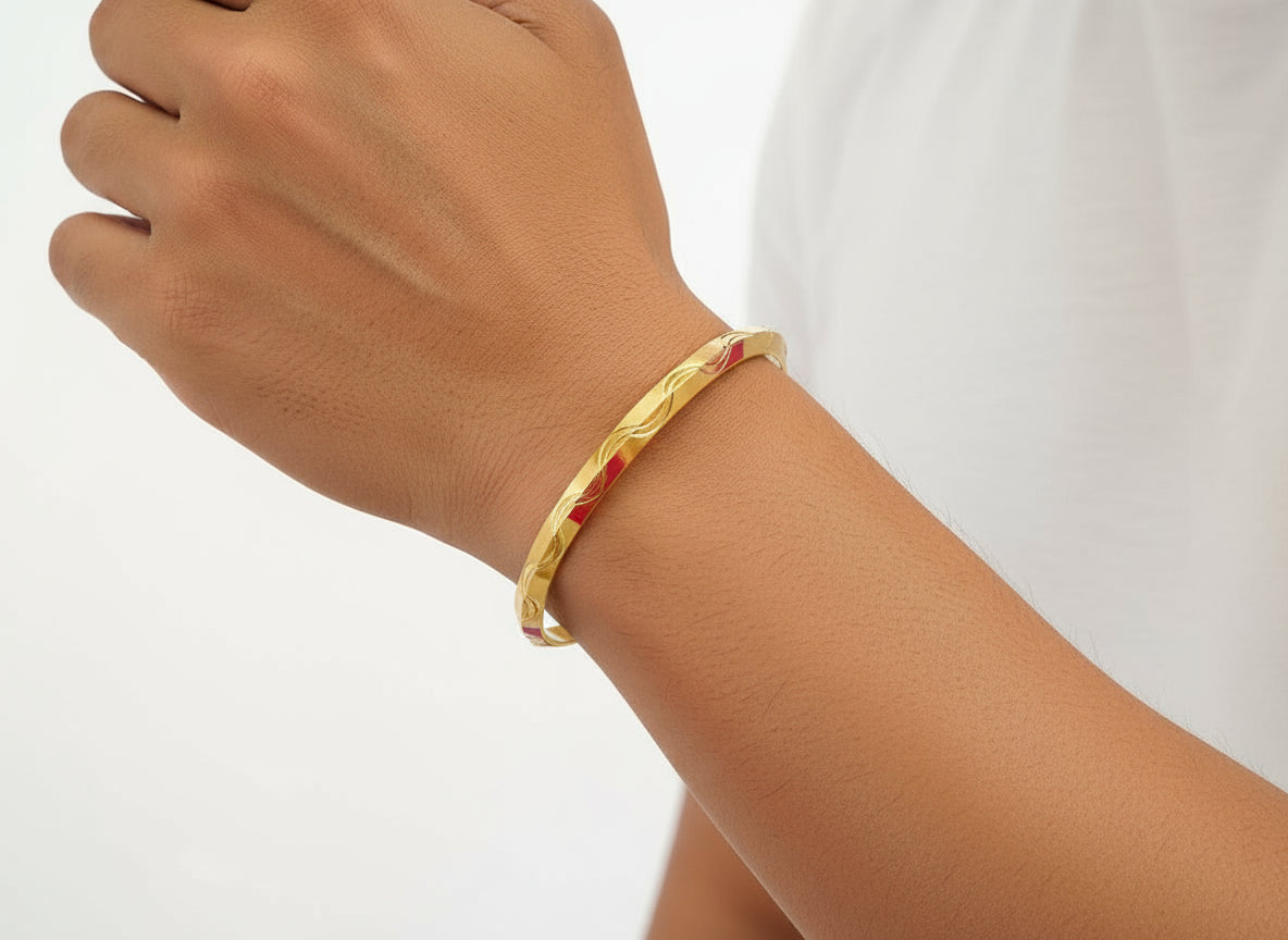 Elegant Gold Kada with Wave Design