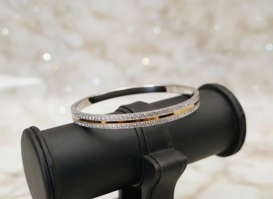 Elegant Dual-Tone Textured and Gold line kada for Men