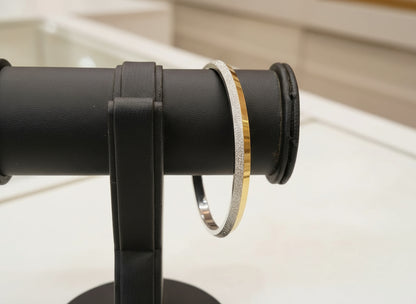 Sleek Gold-Plated with Silver Glitter Finish Kada For Men