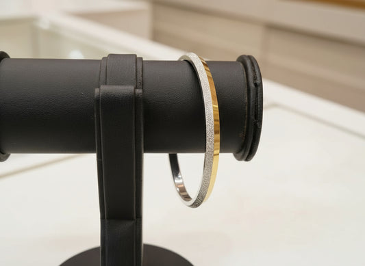 Sleek Gold-Plated with Silver Glitter Finish Kada For Men