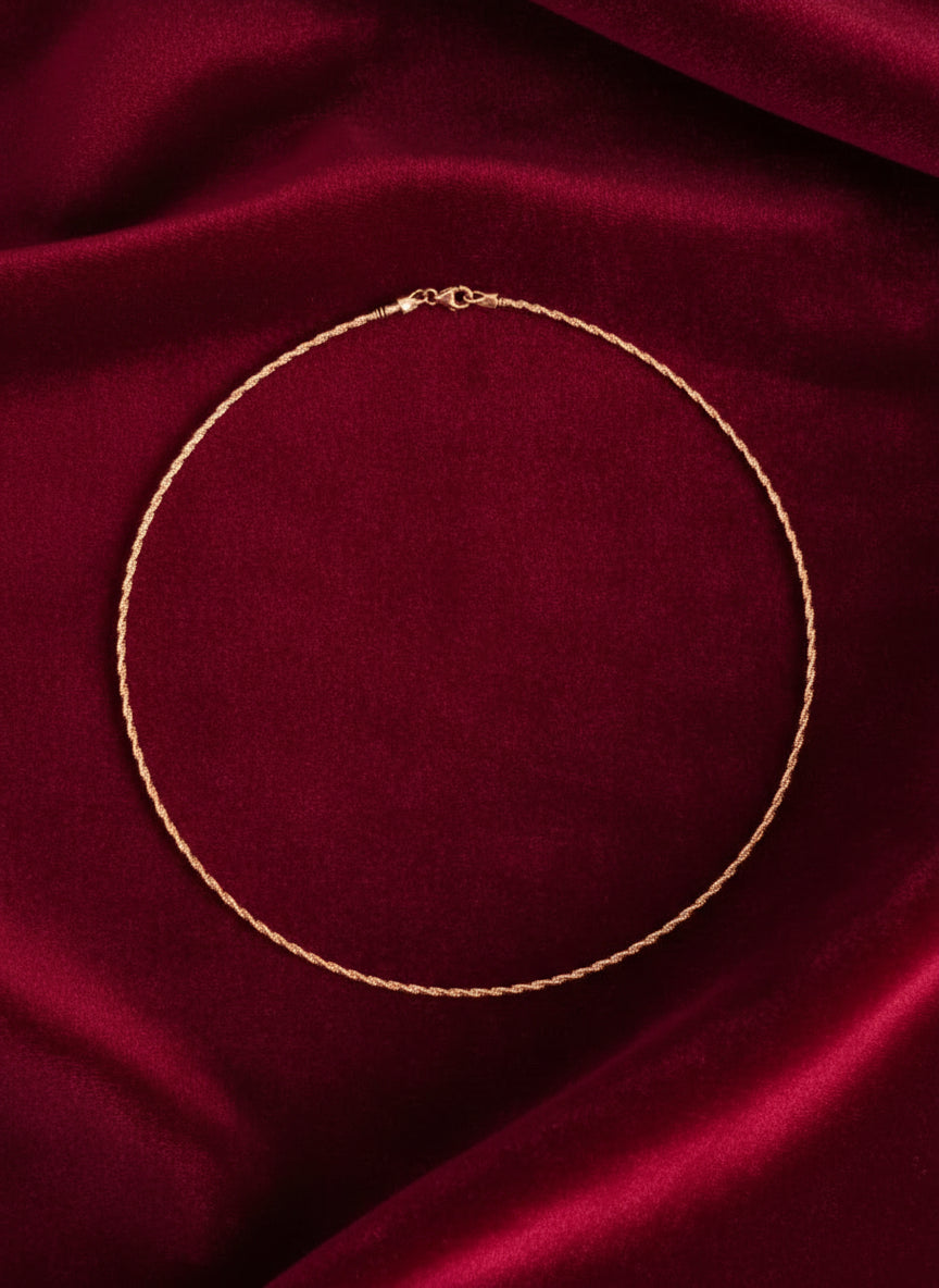 92.5 Sterling Silver Rose Gold Plated Dainty Rope Chain Necklace
