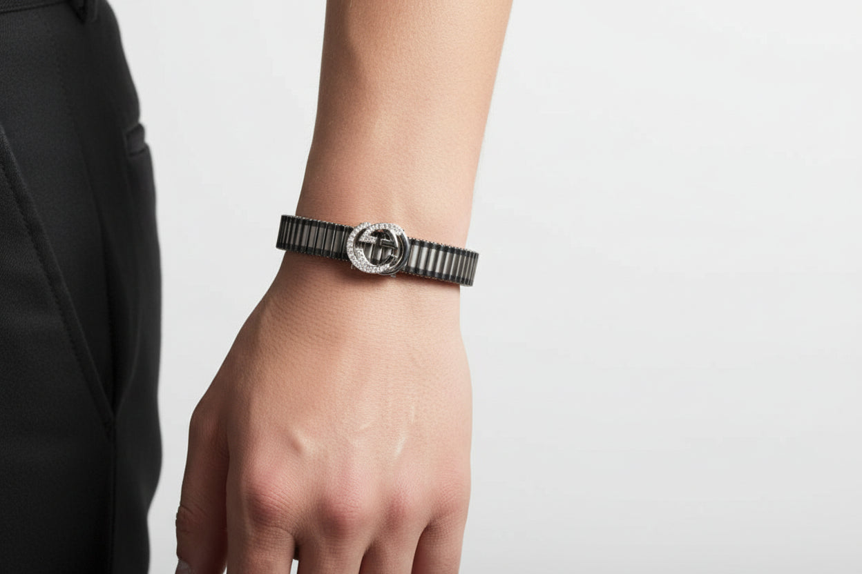 Pure Silver Men's Luxury Silver "G" Emblem Bracelet