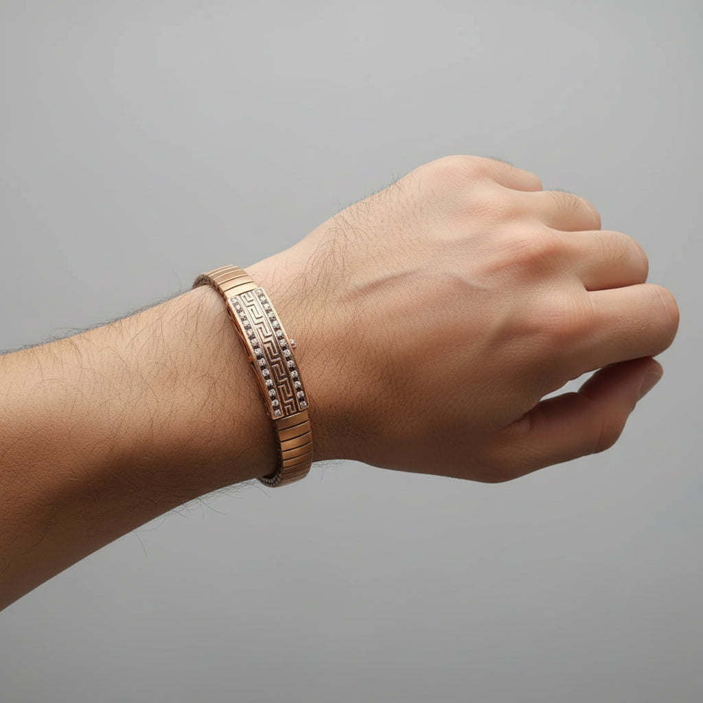 Pure Silver Rose Gold Coated Men's Bracelet