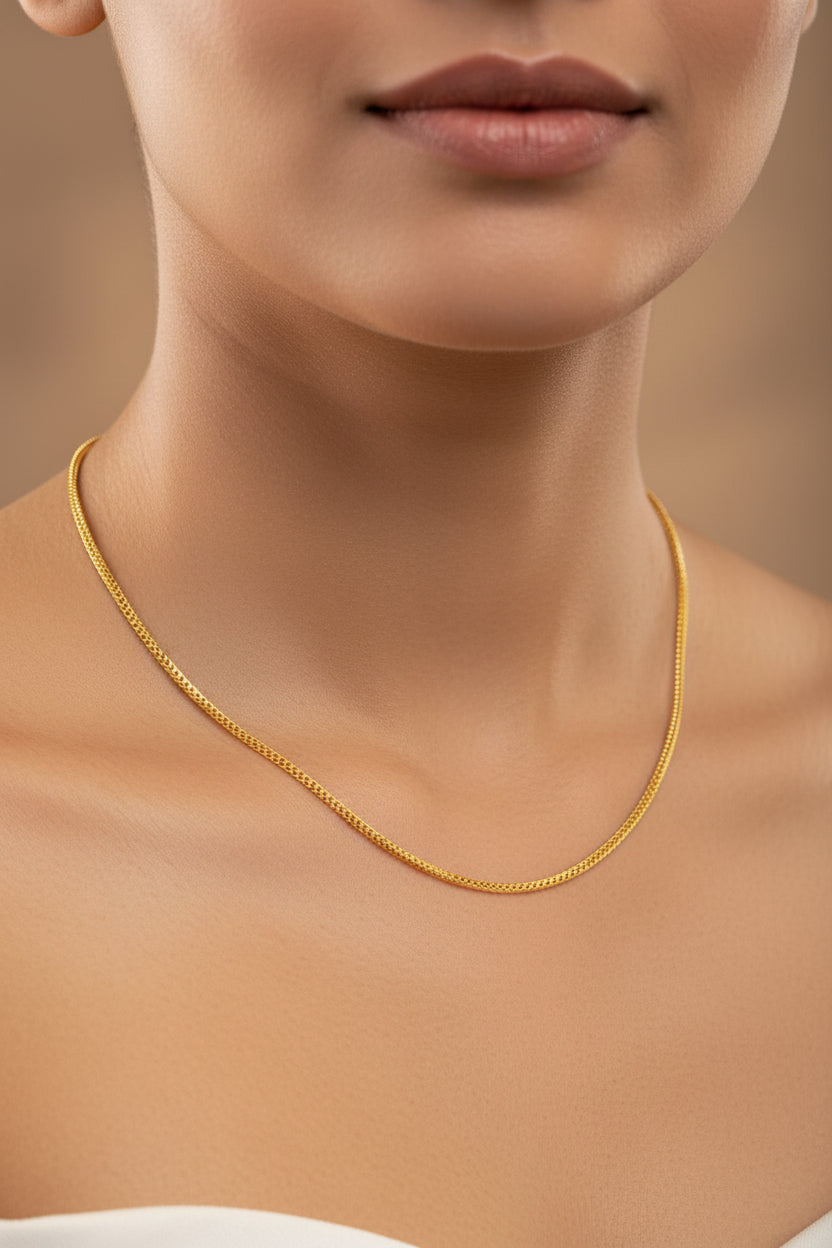 Unisex 92.5 Sterling Silver Gold Coated Classic Box Chain