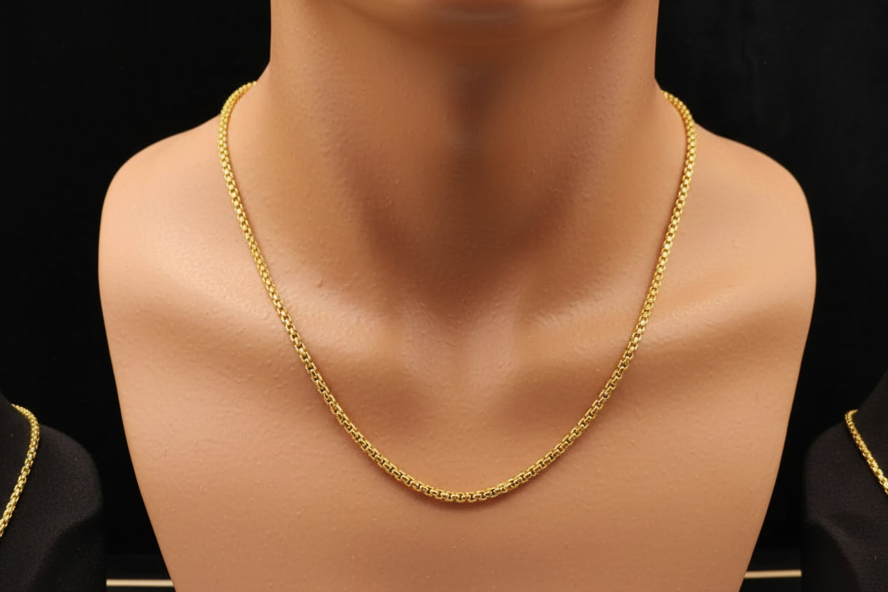 Unisex 92.5 Sterling Silver Gold Coated Bold Cuban Link Chain