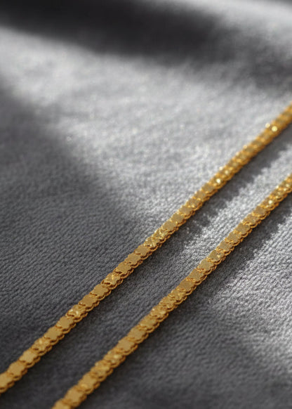Unisex 92.5 Sterling Silver Gold Coated Textured Lotus-Link Chain