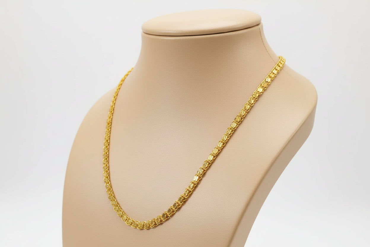 Unisex 92.5 Sterling Silver Gold Coated Filigree Weave Chain