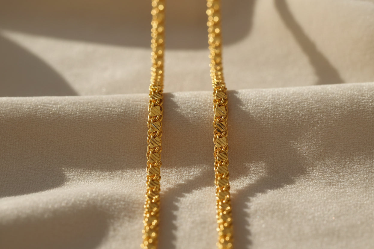 Unisex 92.5 Sterling Silver Gold Coated Filigree Weave Chain