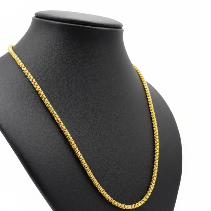 Unisex 92.5 Sterling Silver Gold Coated Imperial Byzantine Chain