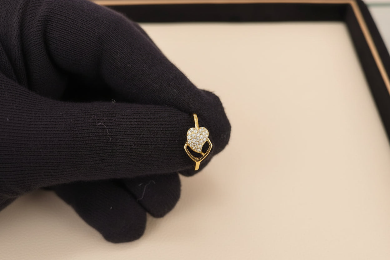 Luxury 92.5 Sterling Silver Gold Coated Dual Heart "Aura" Ring