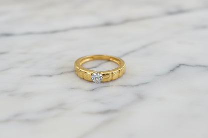 Luxury 92.5 Sterling Silver Gold Coated Solitaire Ring