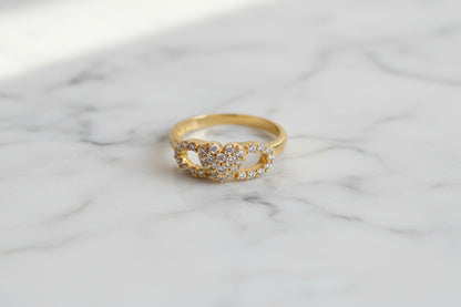 Luxury 92.5 Sterling Silver Gold Coated Triple-Heart Infinity Ring