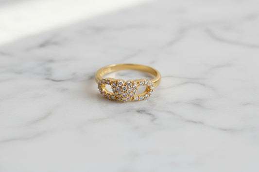 Luxury 92.5 Sterling Silver Gold Coated Triple-Heart Infinity Ring