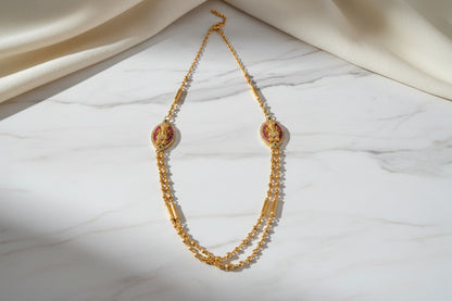 Luxury 92.5 Sterling Silver Gold Coated Lakshmi Necklace