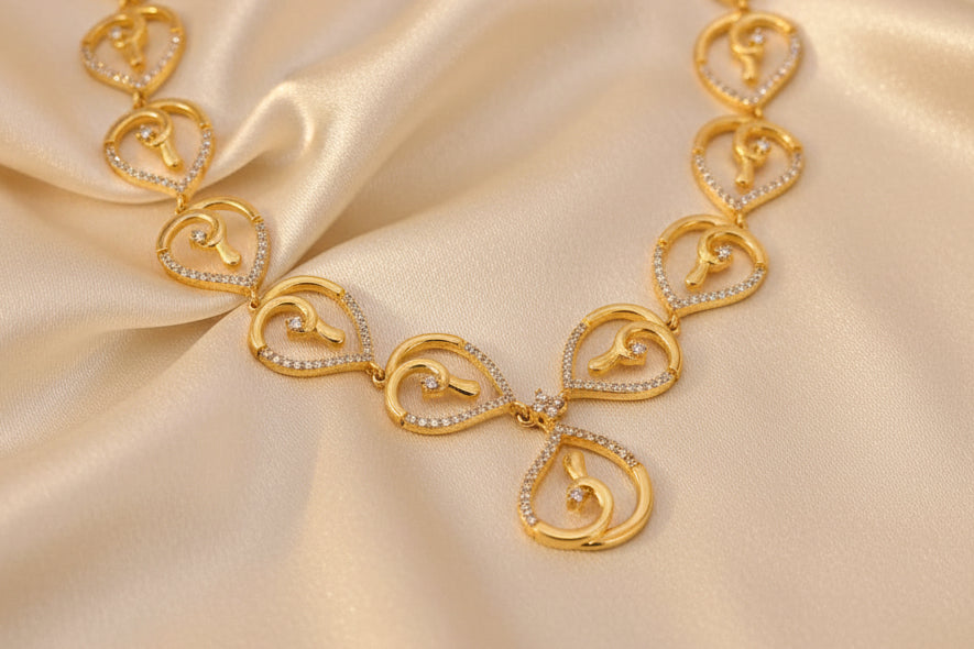 Luxury 92.5 Sterling Silver Gold Coated Pear-Drop Bridal Set