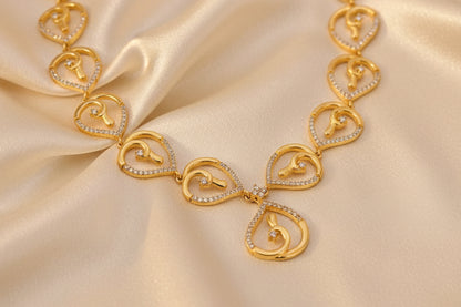 Luxury 92.5 Sterling Silver Gold Coated Pear-Drop Bridal Set
