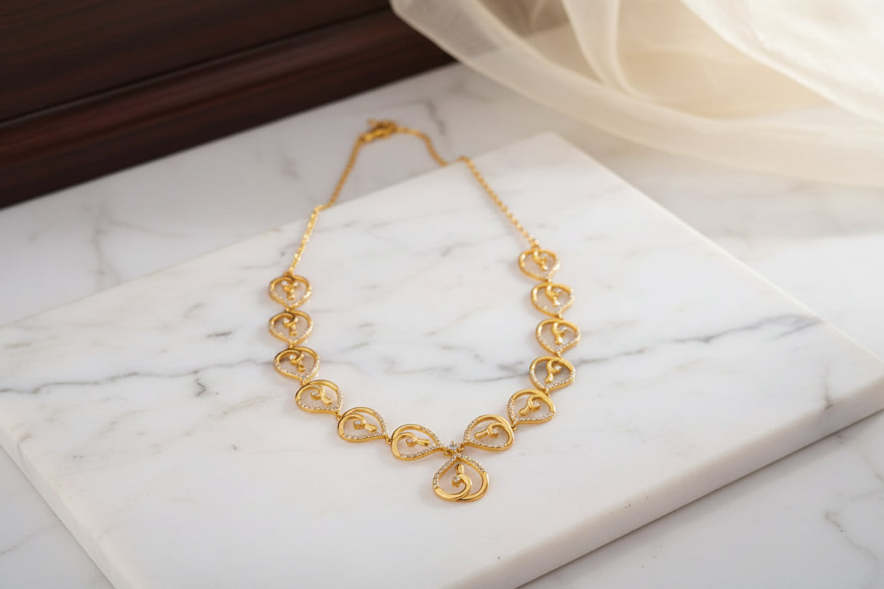 Luxury 92.5 Sterling Silver Gold Coated Pear-Drop Bridal Set