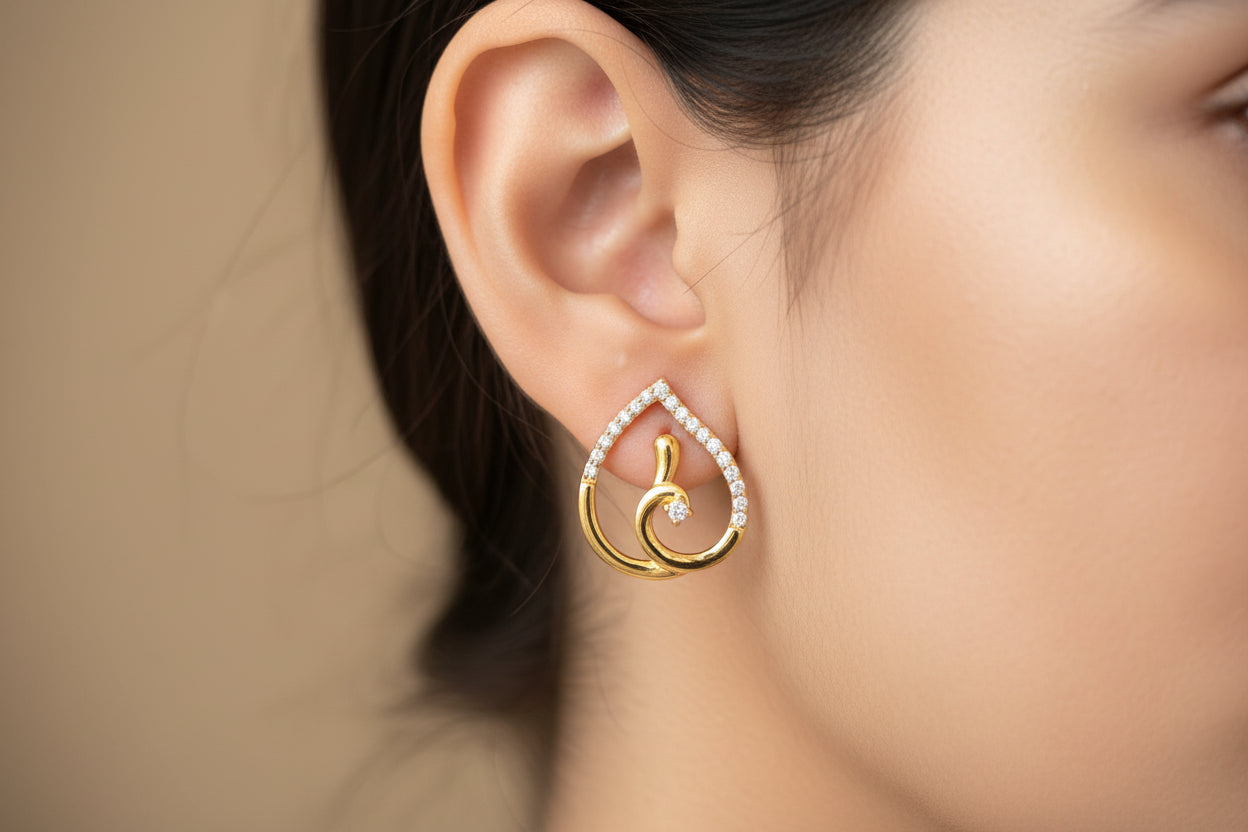 Luxury 92.5 Sterling Silver Gold Coated Pear-Drop Bridal Set