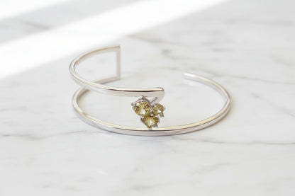 Luxury 92.5 Sterling Silver Geometric Cluster Open Bracelet