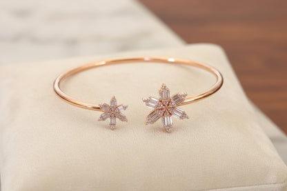 Luxury 92.5 Sterling Silver Snowflake Open-End Bangle