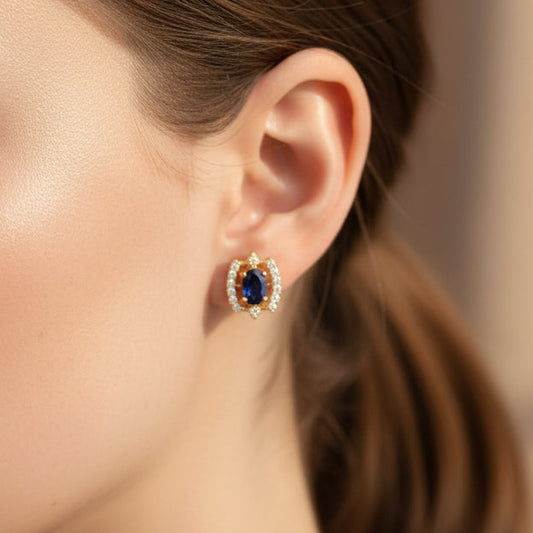Luxury 92.5 Sterling Silver Gold Coated Trillion-Cut Studs