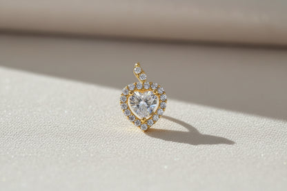 Luxury 92.5 Sterling Silver Gold Coated Heart Stud Earrings