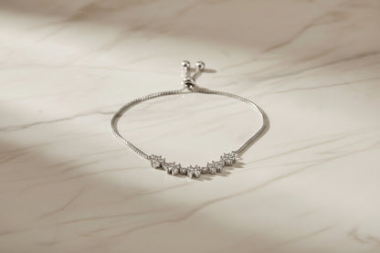 Luxury 92.5 Sterling Silver Rose Gold Star & Heart adjustable Bracelet