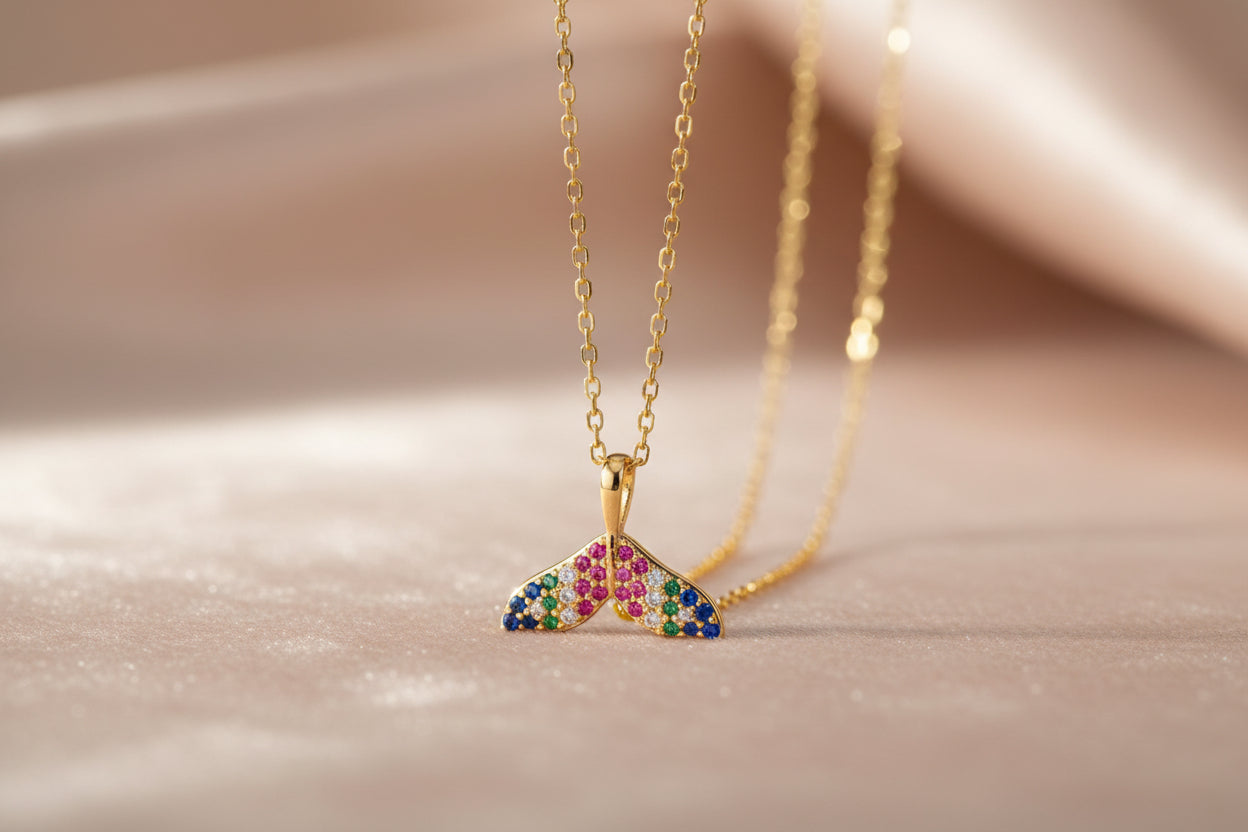 92.5 Sterling Silver Rose Gold Geometric Floral Pendant Chain
