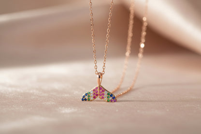 92.5 Sterling Silver Rose Gold Geometric Floral Pendant Chain