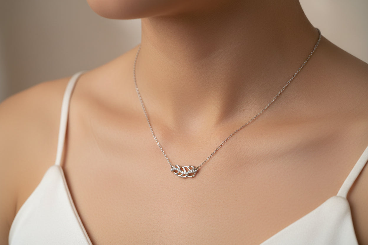 Dainty 925 Sterling Silver Minimalist Bar & Solitaire Drop Chain