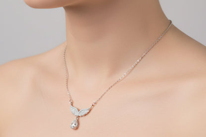 92.5 Sterling Silver Angel Wing Pendant Chain