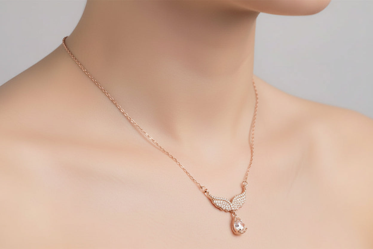 92.5 Sterling Silver Angel Wing Pendant Chain