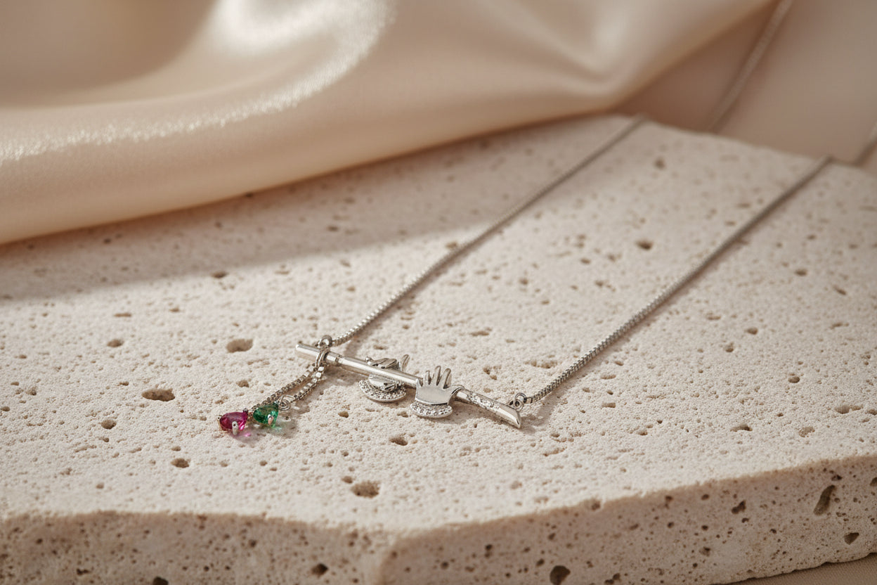 92.5 Sterling Silver Divine Krishna Flute (Basuri) Pendant Chain