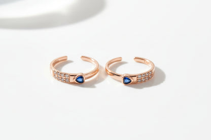 Adjustable 92.5 Sterling Silver Rose Gold Plated Heart Toe Rings