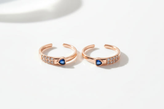 Adjustable 92.5 Sterling Silver Rose Gold Plated Heart Toe Rings