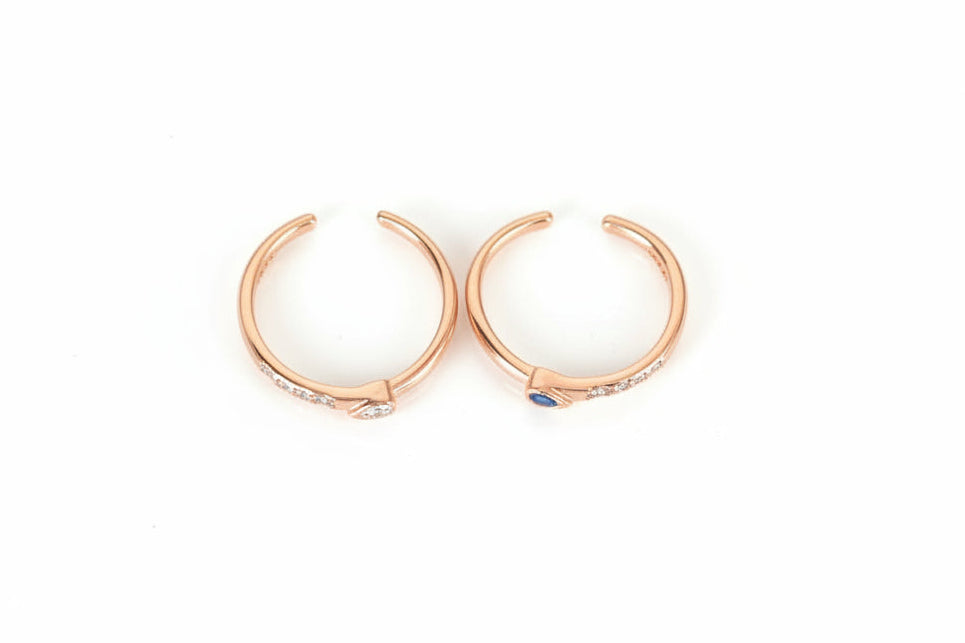 Adjustable 92.5 Sterling Silver Rose Gold Plated Heart Toe Rings