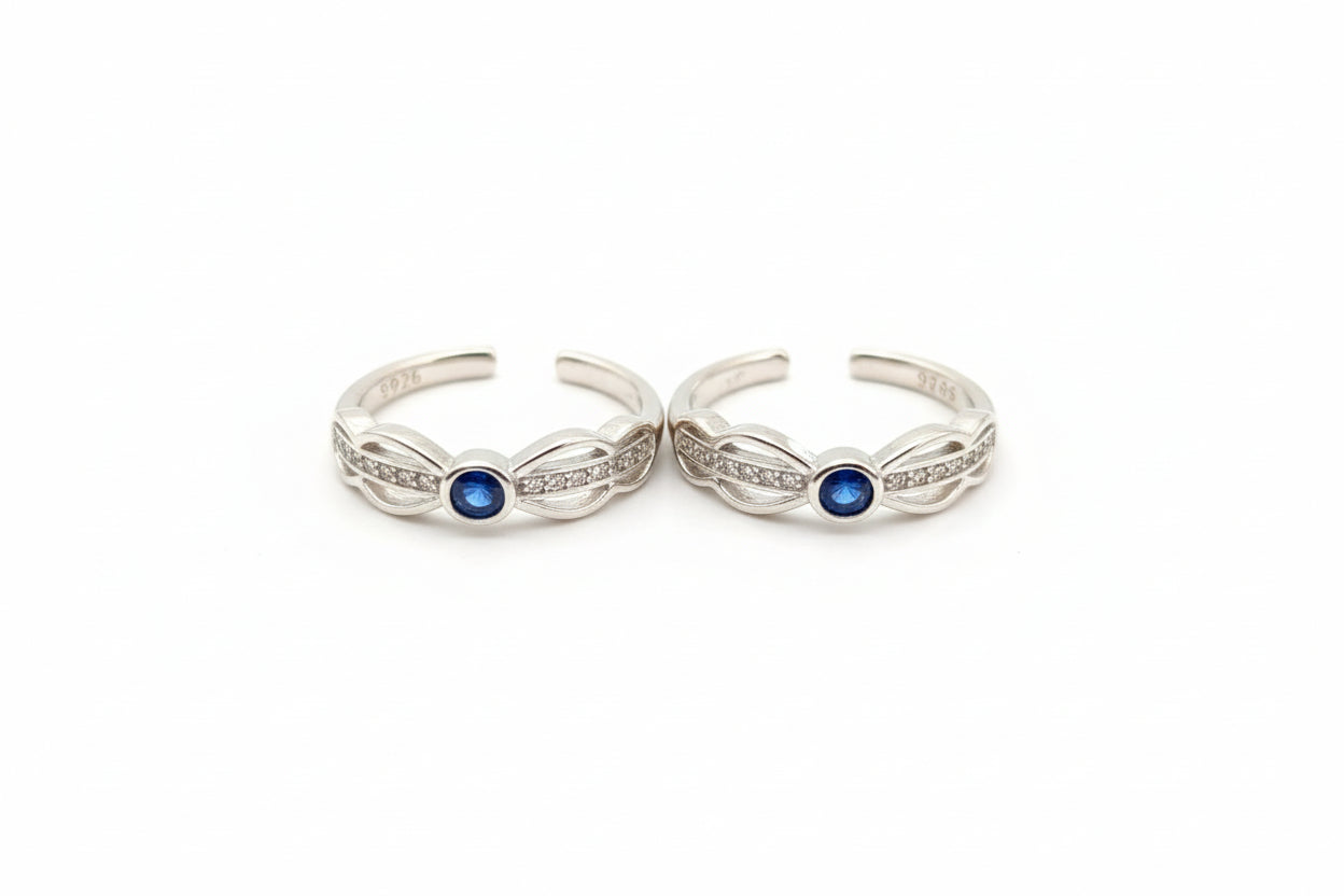 Adjustable 92.5 Sterling Silver Infinity Toe Rings