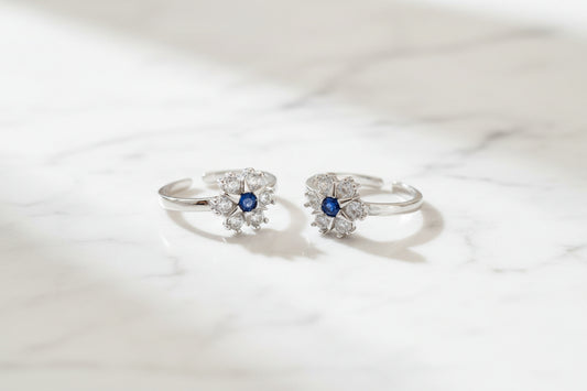 Adjustable 92.5 Sterling Silver Snowflake Toe Rings
