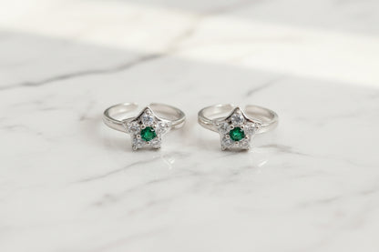 Adjustable 92.5 Sterling Silver Star Toe Rings
