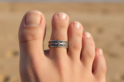 92.5 Sterling Silver Oxidized Lizard Toe Rings