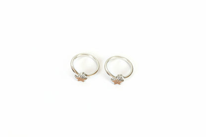 Adjustable 92.5 Sterling Silver Two-Tone Bypass Star Toe Rings