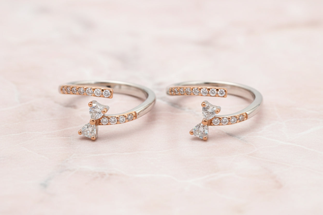Adjustable 92.5 Sterling Silver Gold Plated Whale Tail Toe Rings
