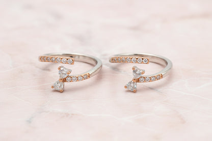 Adjustable 92.5 Sterling Silver Gold Plated Whale Tail Toe Rings