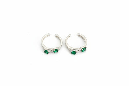 Adjustable 92.5 Sterling Silver Green Stone Toe Rings