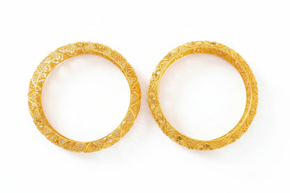 Luxury 92.5 Sterling Silver Gold Plated Nakshi Mesh Bangle Set